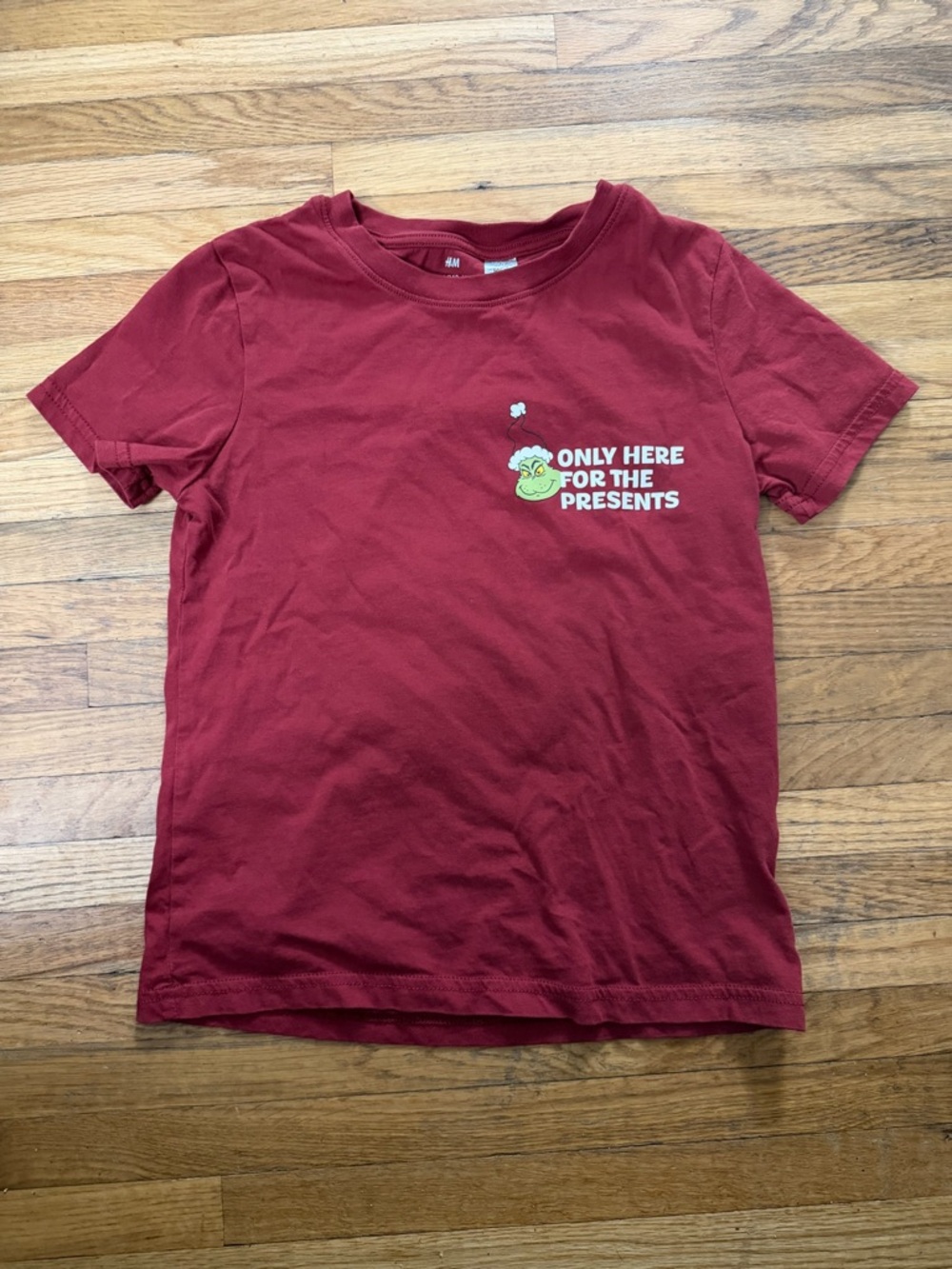 H&M  8/10 Red 'Only Here for the Presents' Grinch Graphic Tee